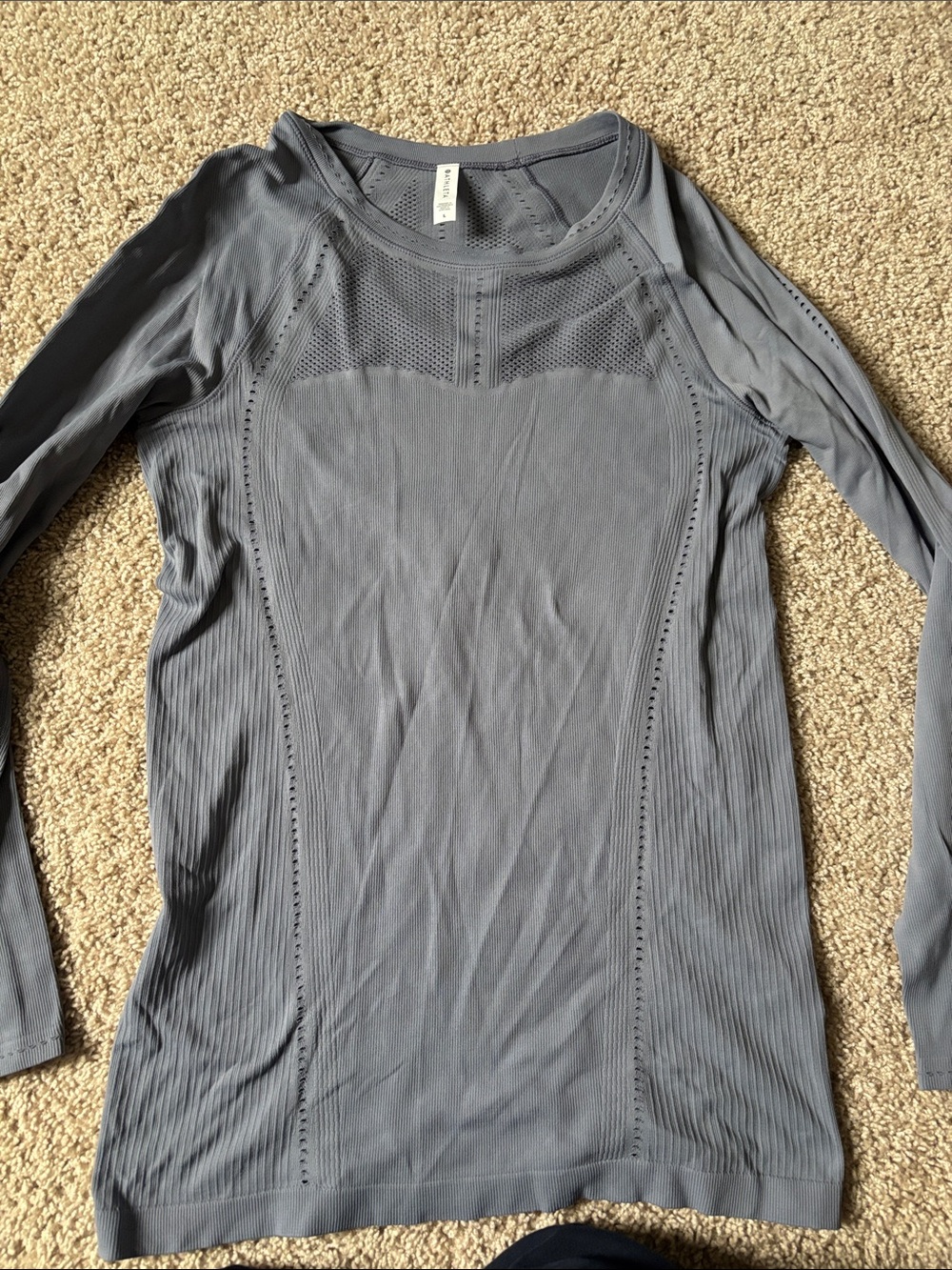 Athleta Long Sleeve Seamless Gray/Blue Active Top